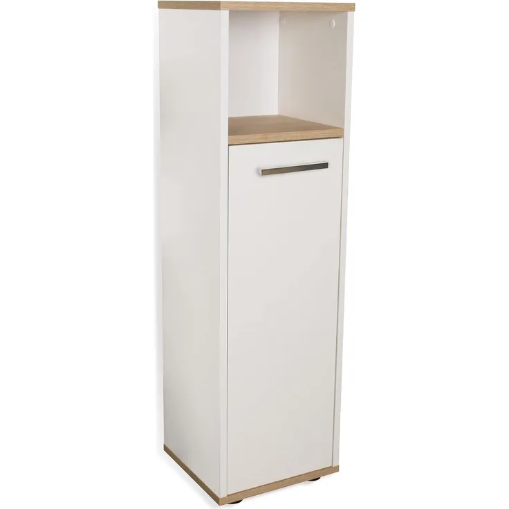 BadeDu ARC Midischrank 30 cm, Weiß/Braun hell