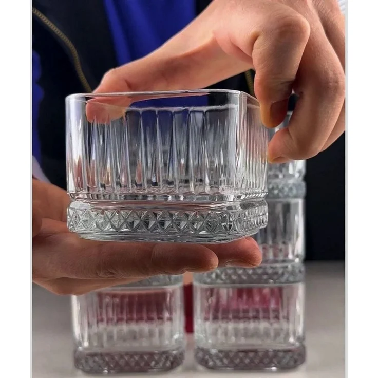Pasabahce Schale Elysia Stapelbare Quadratisch Glasschale 235 ml (7 3/4 oz), 4er-Set, Glas, (8er-Set, 8-tlg), Stapelbar, langlebig, spülmaschinengeeignet – Bild 1