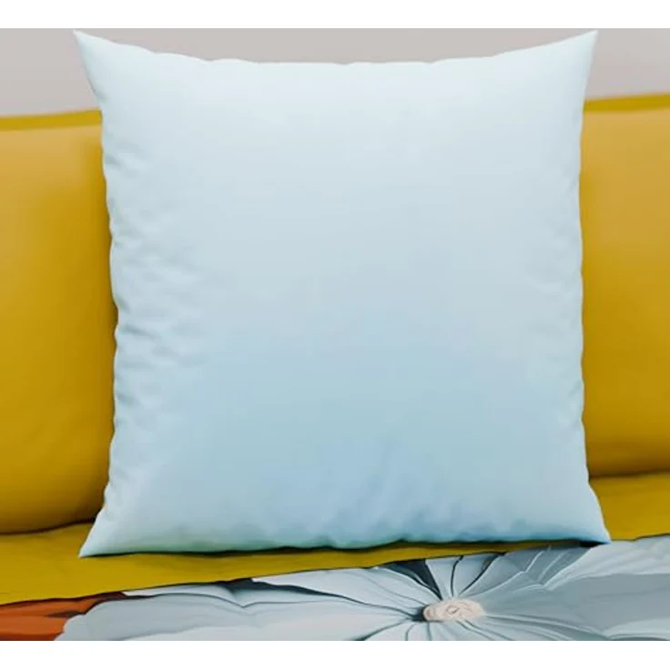 Petti Artigiani Italiani - 1 Paar Kissenbezüge 40 x 40 cm aus Mikrofaser, Dekokissen für Schlafzimmer, Sofa, Set mit 2 Kissenbezügen, doppelseitiger Kissenbezug hellblau gelb – Bild 2