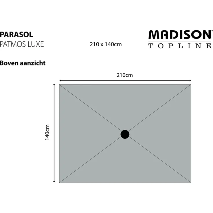Madison Sonnenschirm Patmos Luxe Rechteckig 210x140 cm Taupe 418775 – Bild 7