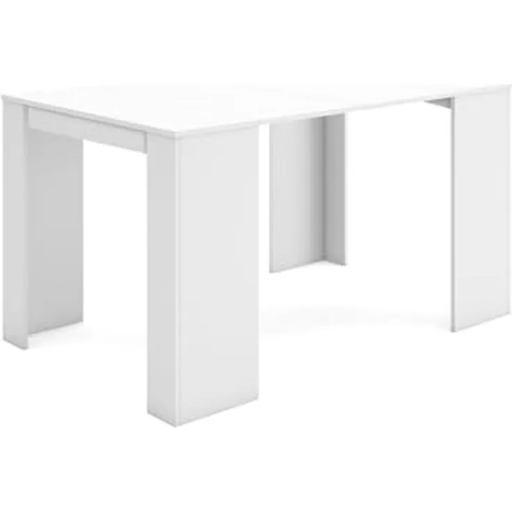 Skraut Home – Ausziehbarer Konsolentisch bis 140 cm – Maße geschlossen: 78 x 90 x 50 cm – Widerstandsfähiges Material – Weiß – Ideal für Ihr Esszimmer, Wohnzimmer oder Arbeitszimmer