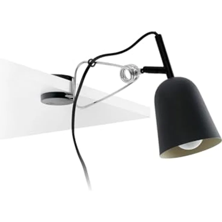 FARO BARCELONA STUDIO Klemmlampe, schwarz und chrom, E14 Lichtquelle, mattschwarz beschichtet, IP20