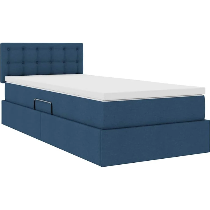 vidaXL LED-Speicherbett mit Matratze Blau 90 x 200 cm Stoff 3371249 – Bild 6