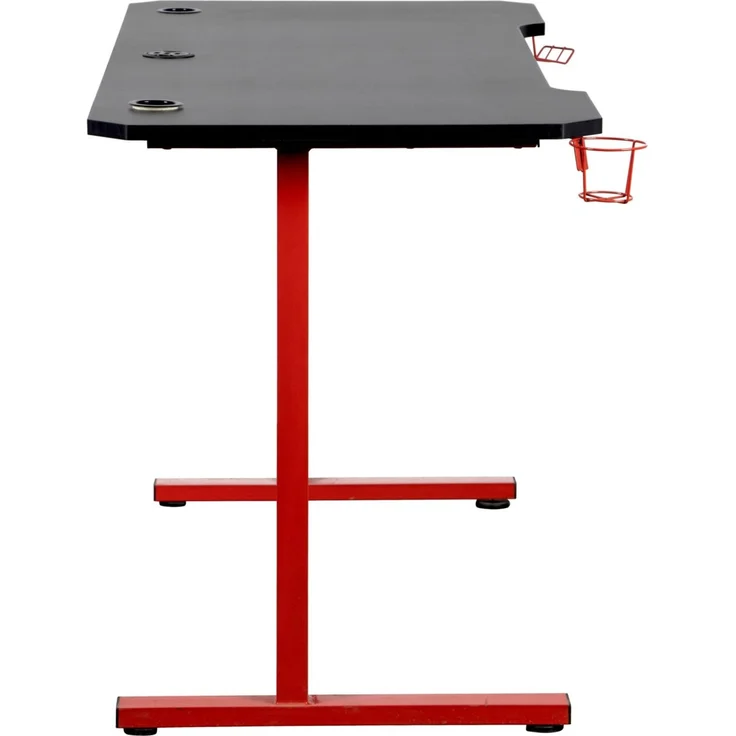 Carryhome 'PLAYER' Computertisch, MDF Carbon Dekor anthrazit rot schwarz, 140 x 75 x 60 cm, mit Headset- und Becherhalter – Bild 8