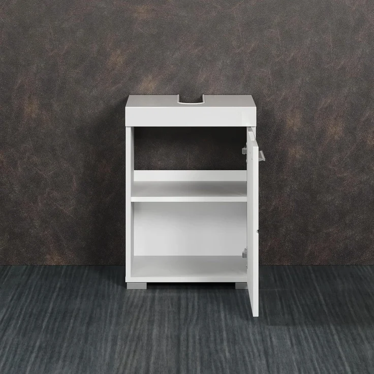 trendteam smart living – Amanda – Waschbeckenunterschrank – Weiß/Weiß Hochglanz – 1 Tür, 1 Einlegeboden – (BxHxT) 40 x 56 x 34 cm – Kratzfest & pflegeleicht – Bild 5