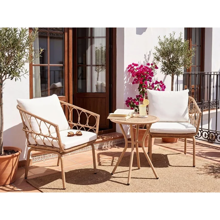 Bistro Set FERLA Polyrattan Hellbraun – Bild 2