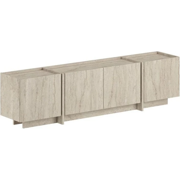 Modern TV Stand, Travertine Color, 180 x 46 x 35 cm | 100% Melamine Coated Particle Board, 18 mm Thickness | Soft-Close Hinges, Stylish Design for Living Room & Entertainment Spaces – Bild 4