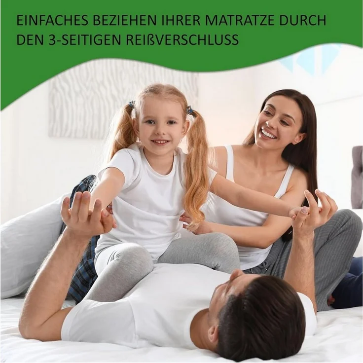 Matratzenersatzbezug Matratzenbezug aus weißer Baumwolle TULENA, Größe 80x200 cm, 17-19cm Hoch, Baumwolle, Weiß, Öko-Tex Zertifiziert – Bild 3