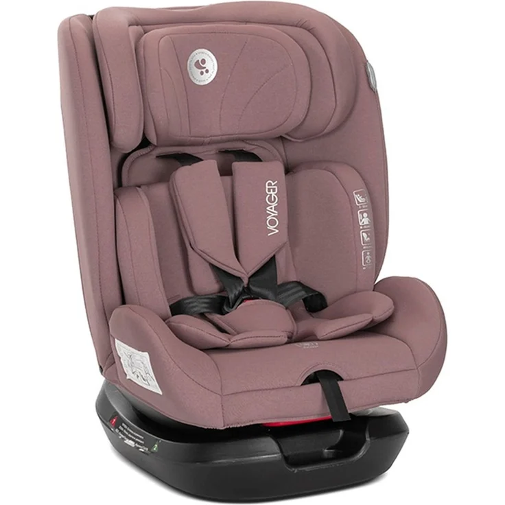 Lorelli Kindersitz Voyager i-Size (40-150 cm) Nackenkissen, Kopfstütze, Gurt rosa – Bild 2