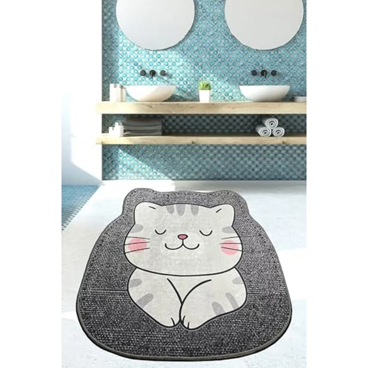 Mijolnir 'Neko (120 cm)' Badematte, Grau, 120 x 120 cm