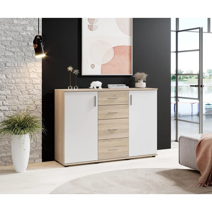 Bega BOBBY 5 Sideboard 2-türig Sonoma Eiche und weiß