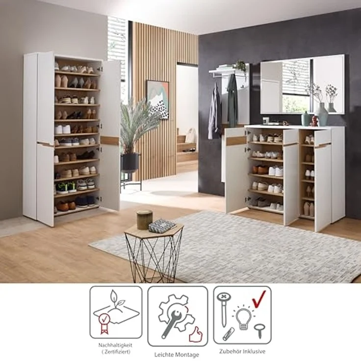 Stella Trading Memphis Wandspiegel in Weiß - Vielseitig einsetzbarer Spiegel für Flur & Garderobe - 120 x 70 x 2 cm (B/H/T) – Bild 4