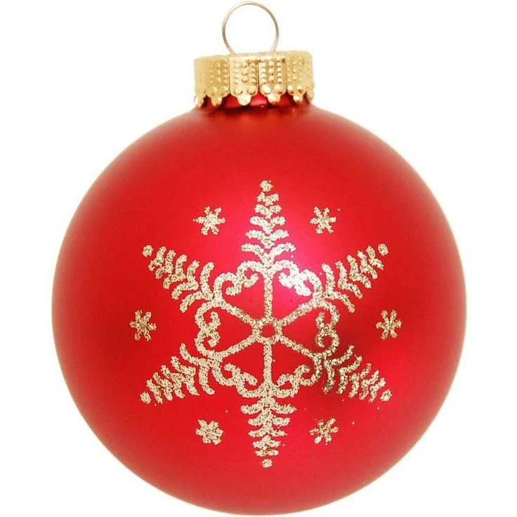 Krebs Glas Lauscha Weihnachtsbaumkugel Schneeflocke rot (16 St), Weihnachtsdeko, Christbaumschmuck, Christbaumkugeln aus Glas – Bild 2