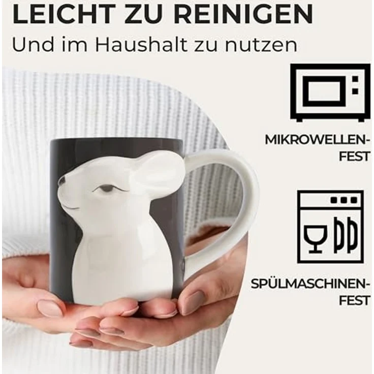 MiaMio Tasse Küssende Hasen Tassen Set (2 x 400 ml) Kaffeetassen Geschenkset, 2-tlg. – Bild 6