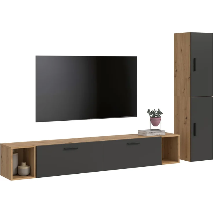 The One Wohnkombination in Basalt grau Nachbildung – Bild 1