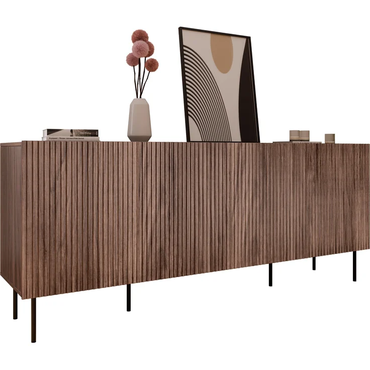 Mirjan24 'Trigev' Kommode mit 4 Drehtüren, Laminatplatte nuss warmia, 81 x 42 x 201 cm – Bild 1