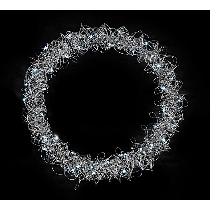 LED Metallkranz Ø 30 cm feinmaschig Weihnachtskranz Lichterkette Batterie Deko weiß