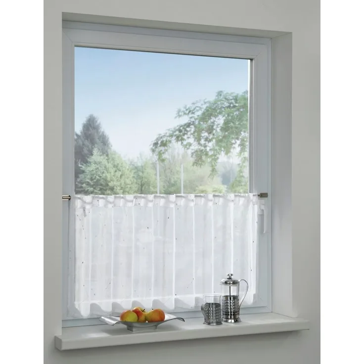 Gardinia Schlaufenpanneau Voile mit Silberdruck weiß 140 x 45 cm