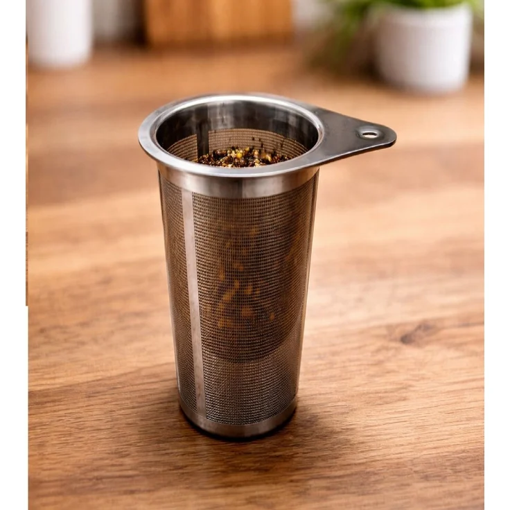 Edelstahl Teesieb Ø 6 cm H 11cm Feinfilter für losen Tee Wiederverwendbar – Bild 2