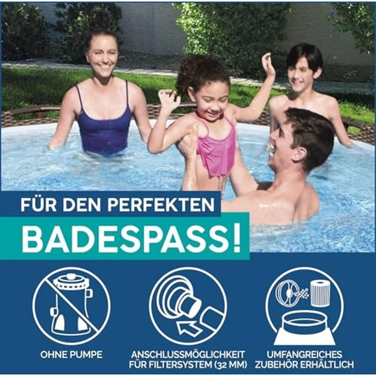 Steel Pro MAX™ Solo Pool ohne Zubehör Ø 366 x 100 cm, Rattan-Optik (Schokobraun), rund – Bild 4