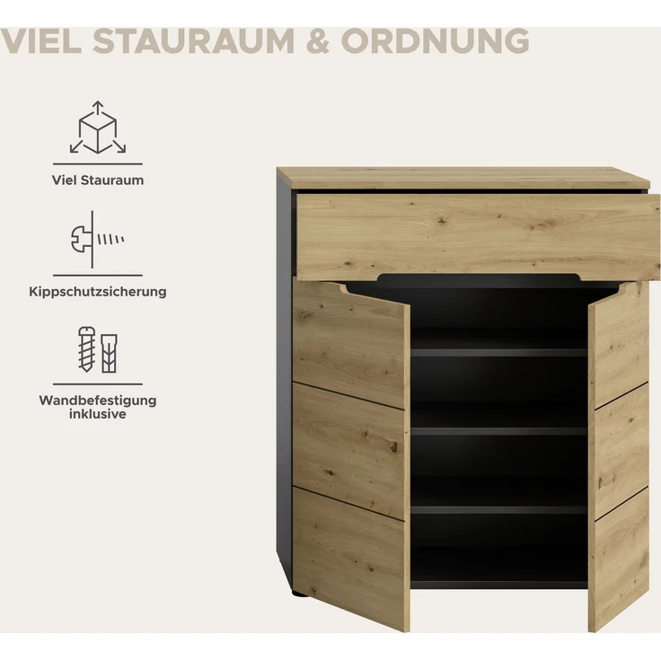 Garderobenkombination (B/H/T: 175x190x37 cm) in Artisan Nachbildung – Bild 8