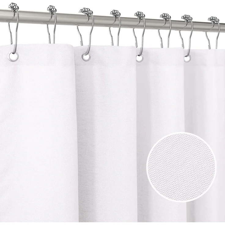Duschvorhang Leinen Wasserdicht Anti-Schimmel 182x182cm Weiße Badewanne – Bild 8