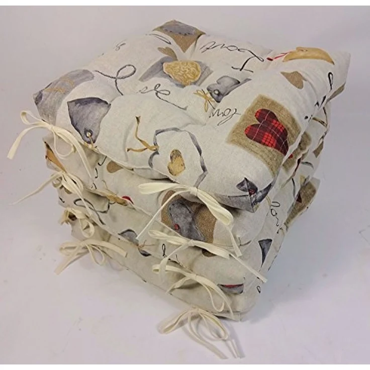 Rattani Sitzkissen Set 4 x Stuhlkissen Sitzkissen Klara 42 x 42 cm Love – Bild 1