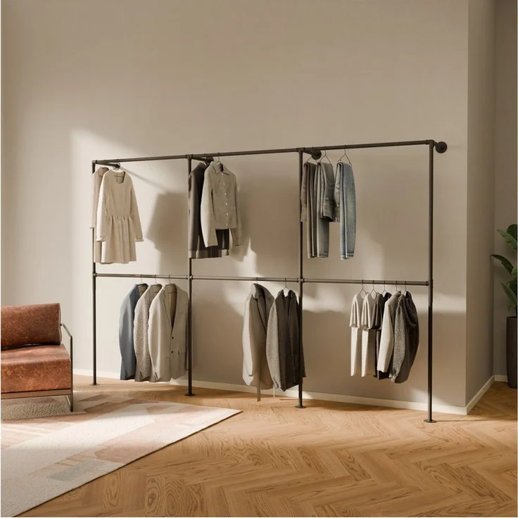 pamo. design Kleiderständer TIM DOUBLE Industrial Kleiderstange zur Wandmontage, (Set, 1) – Bild 1