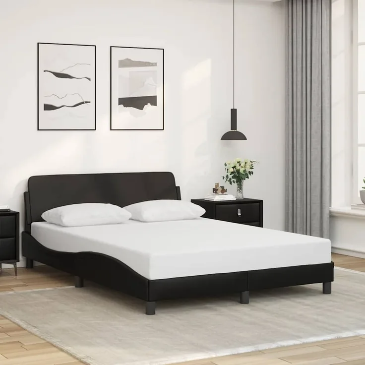 vidaXL Bettgestell "Dover" Schwarz 137x190 cm Kunstleder 373285
