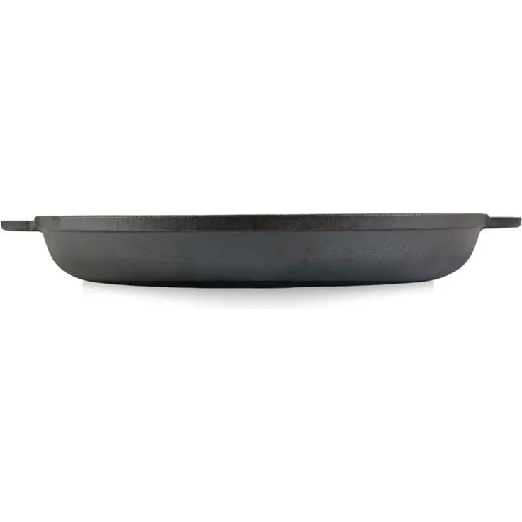 Ø30cm Grillpfanne aus Gusseisen Bräter mit Pressdeckel Schmortopf zwei Griffe Servierpfanne Grill – Bild 7