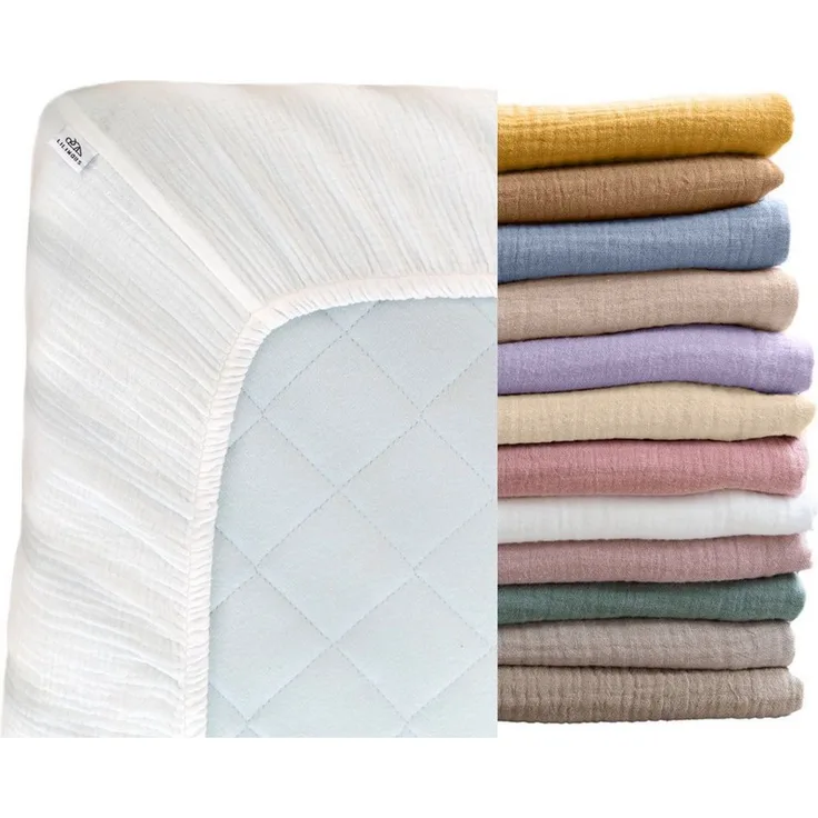lilimaus Spannbettlaken Musselin Bettlaken Baby 60x120 & 70x140 mit Rundum-Gummizug, (1 Stück), weicher Musselin mit Rundum-Gummizug - sicherer Halt im Babybett