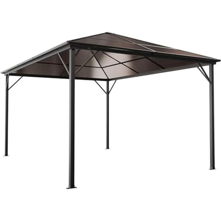 GARMIO Pavillon Rom, Metallgestell mit 4 Säulen, Schwarz, wasserdicht, UV-Schutz, mit Vorhang und Mückennetz, 3x4m, 2,7m Höhe, inklusive Montagezubehör – Bild 5
