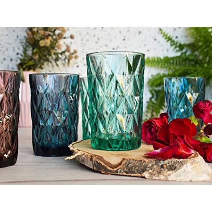 6 Bunte Trinkgläser 350ml Wassergläser Saftgläser Longdrinkgläser Cocktailgläser – Bild 2