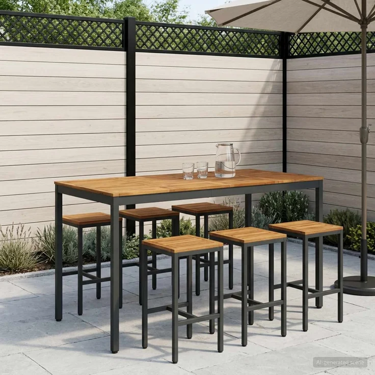 vidaXL Gartenbar-Tisch NAARDEN Natürlich und Schwarz 901352 – Bild 1