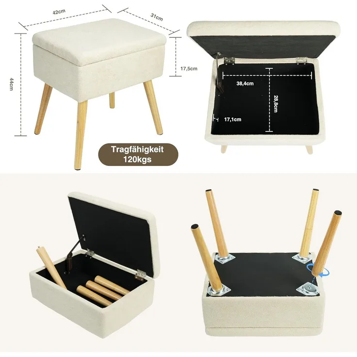 Zedelmaier Hocker Hocker schminktisch Fußhocker Schminkhocker Polsterhocker (ZD3645)