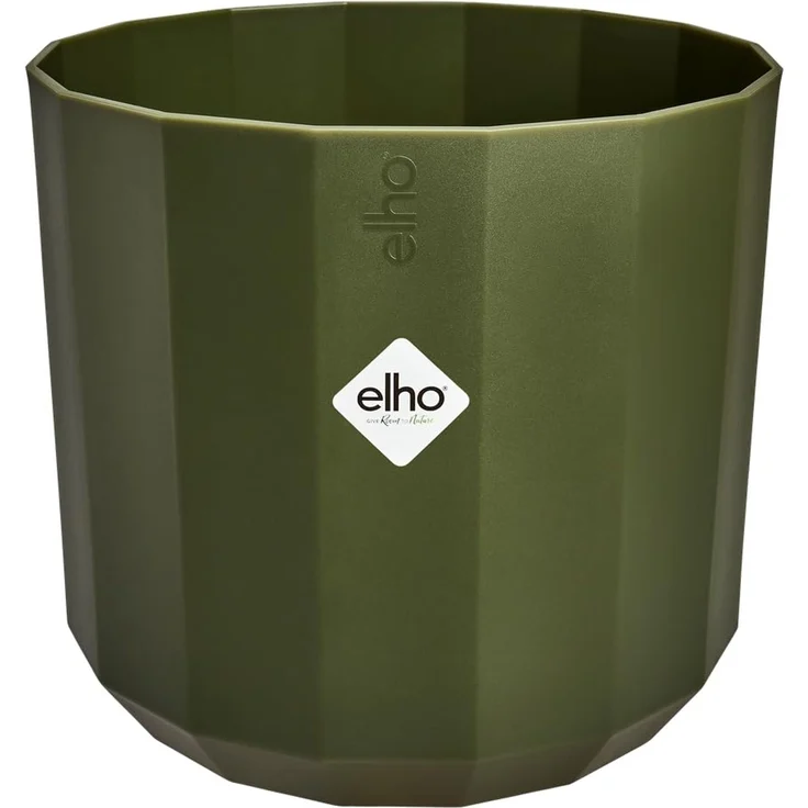 elho facet rund 35cm Blumentopf - Forest Green | Ø 35 x H 31 cm | Transparenter Glaseffekt | 100% recycelter Kunststoff