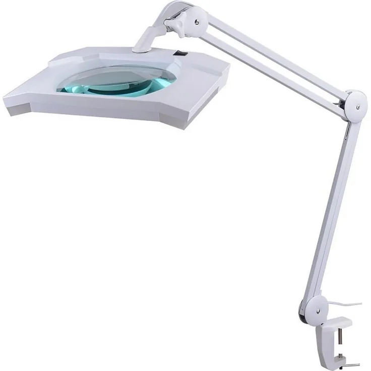 Semplix LED Lupen-Tischlampe 3D weiß (Linse 189x157 mm/ Tischklemme)