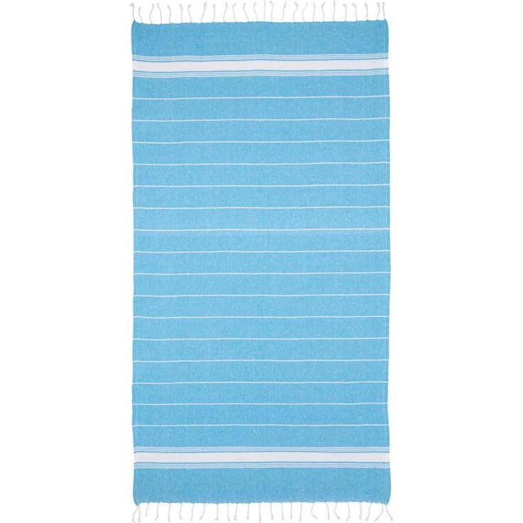 Pareo Futa Strandtuch 90x170 cm – Hamamtuch mit Fransen Hell-Blau