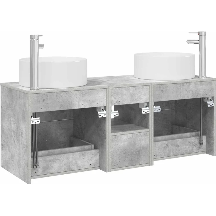 vidaXL Badezimmerschrank-Set 3 stk. Betongrau 129 x 44,5 x 80 cm 3405950 – Bild 7