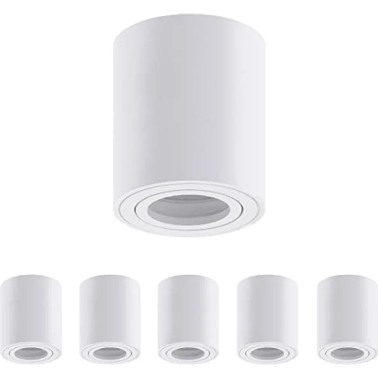 Oktaplex Lile M 6x Aufbauspots für GU 10 & LED-Module, runde Aluminium-Deckenstrahler, 230 V, weiß, Schwenkbereich 30° – Bild 1