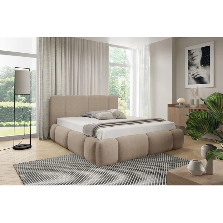 Polsterbett Schlafzimmerbett SPRINGS Komplettset 120x200cm in Stoff Lambi Latte – Bild 2