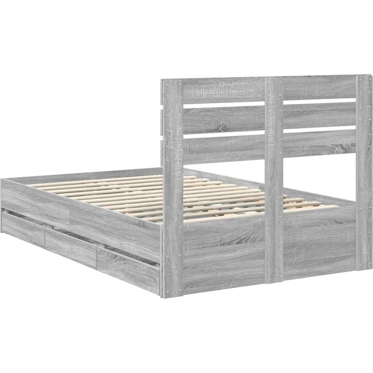 vidaXL Bettrahmen Graues Sonoma 120x190 cm Ingenieurs Holz 3411523 – Bild 9