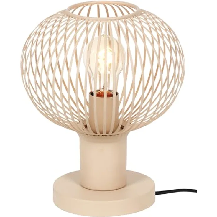 TRIO GILA Draht-Tischleuchte, Moderne Tischlampe in Beige, 23 cm, Metall Kugel, E27 LED geeignet