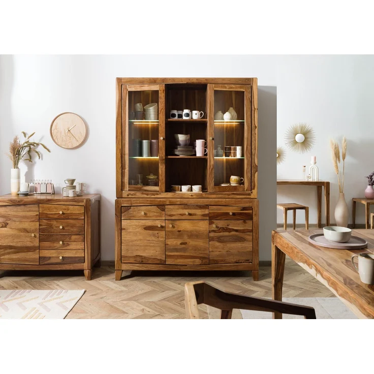 Buffet Sheesham 140 x 45 x 200 braun lackiert ANCONA #145 – Bild 9