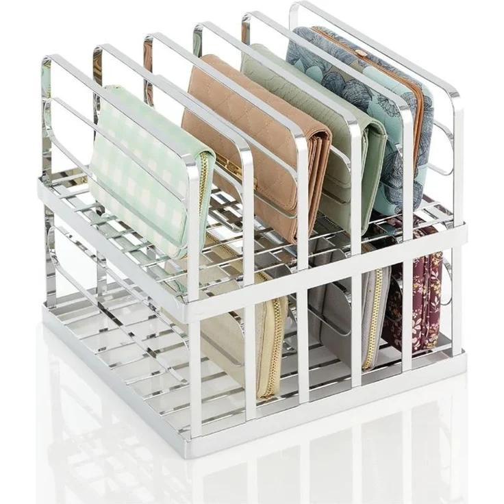mDesign Aufbewahrung Ablage Organizer 2er-Set für Clutch + Handtaschen Silber – Bild 9