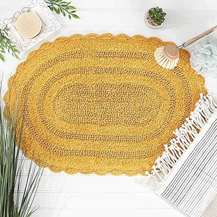 DII Crochet Collection Wende-Badematte, klein, oval, 43 x 61 cm, Honiggold. – Bild 2