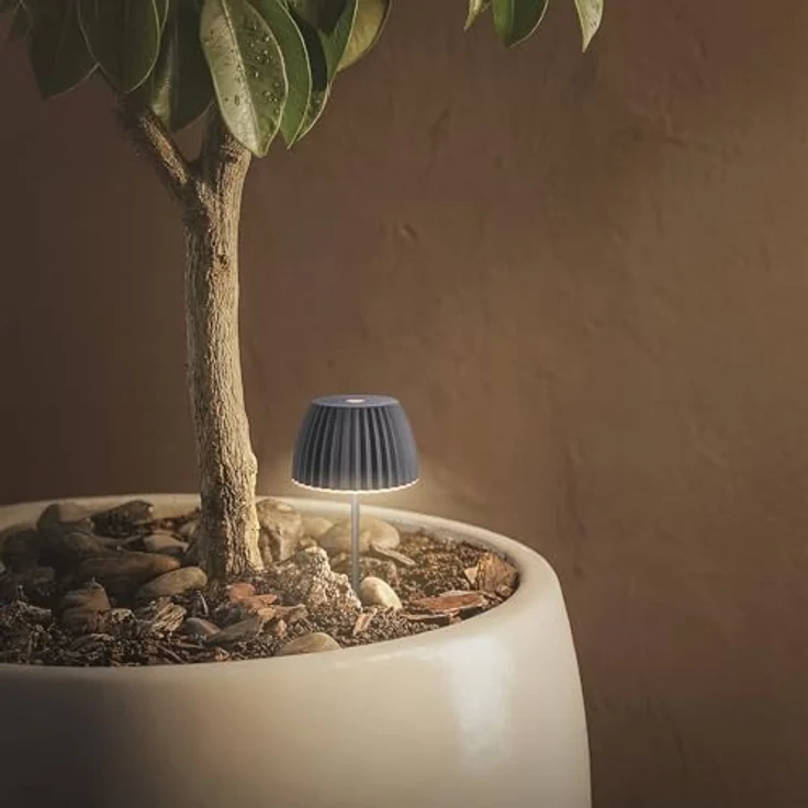 BRILONER - Riffle Mini Gartenleuchte mit Erdspieß, Akku, Touch, dimmbar, höhenverstellbar, Außenleuchte Akku, Gartenlampe, Beetbeleuchtung, Gartendeko, Wegeleuchten außen, 8,5 x 80,5 cm, Anthrazit – Bild 4