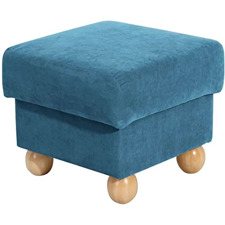 Hocker Kasha Bezug Veloursstoff Buche natur / petrol 22261