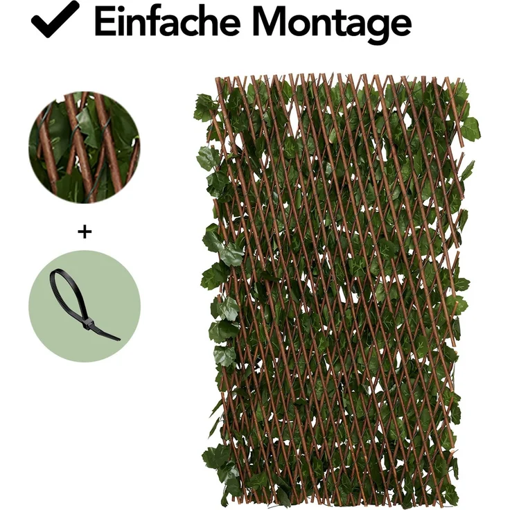 Brixy Künstliche Hecke – ausziehbar – 180 x 90 cm – Künstliche Efeu – Künstliche Pflanzen Für Außen Und Innen – Gefälschte Pflanze – Kunst Efeu – Ausziehbar – Gartenschirm – Balkonbespannung – Bild 5