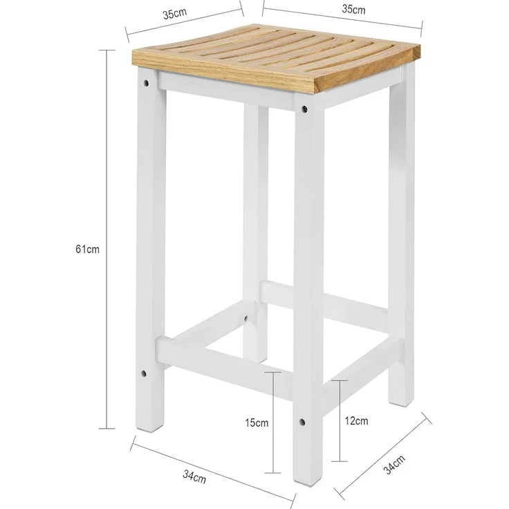 SoBuy Küchenstuhl FST29-WNx2 (2 St), 2er Set Stuhl Holzstuhl Essstuhl Hocker zum Küchenwagen – Bild 3